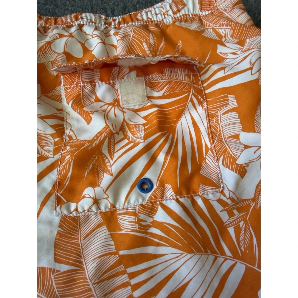 Tommy Bahama Swim Trunks Men XL Orange White Floral Tropical Hawaiian Relax XL